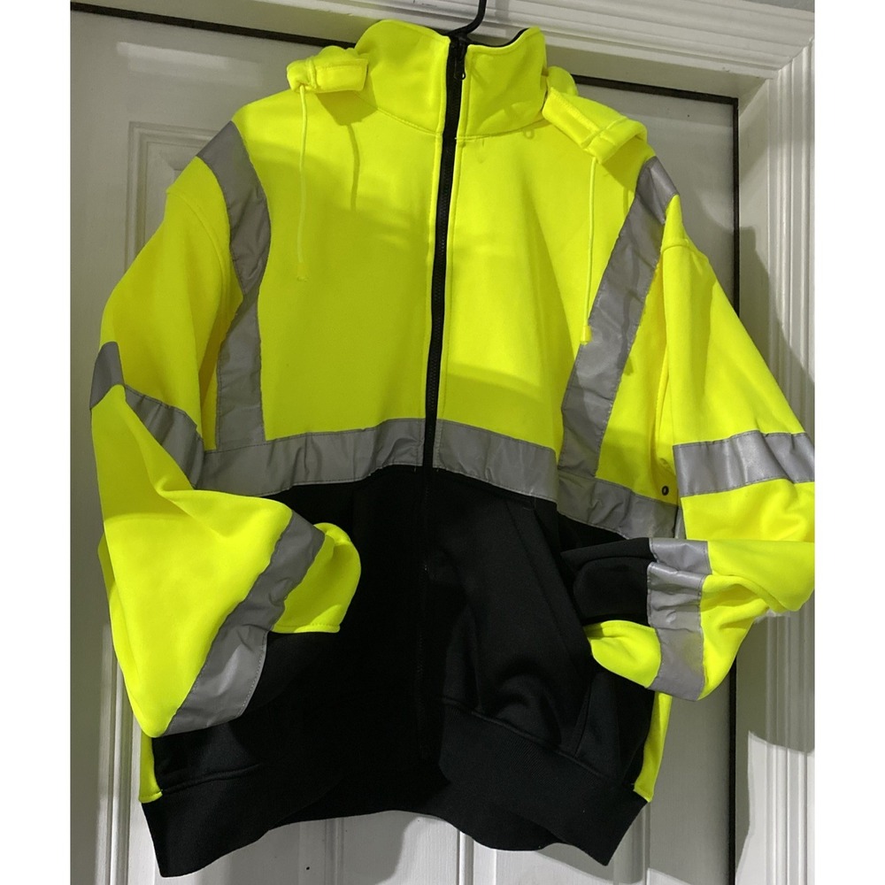Reflective Apparel Jacket Coat Zip Up Mens XL Neon ANSI/ISEA 107-2020 Class 3